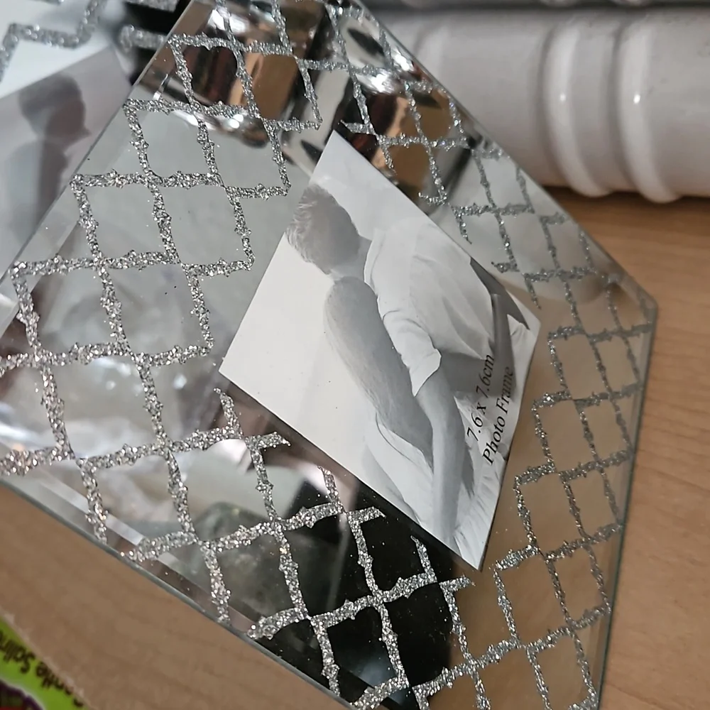 CRYSTAL SPARKLING SILVER MIRROR FRAME PHOTO